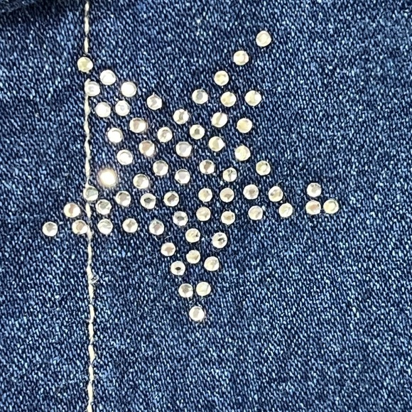 The Quacker Factory Star Rhinestone Pockets Blue Denim Jean Jacket Women's 3X - Picture 3 of 9
